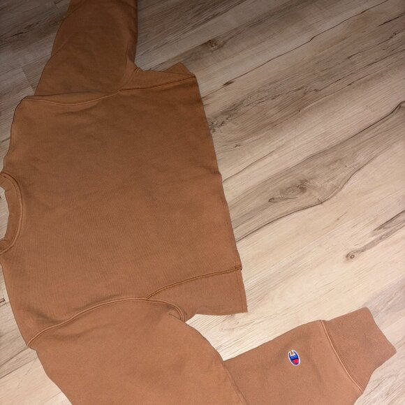 Dyed Tan and Plum Champion Crop SweatShirt - Picture 4 of 8